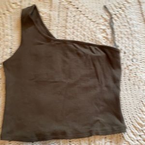 one strap olive crop top